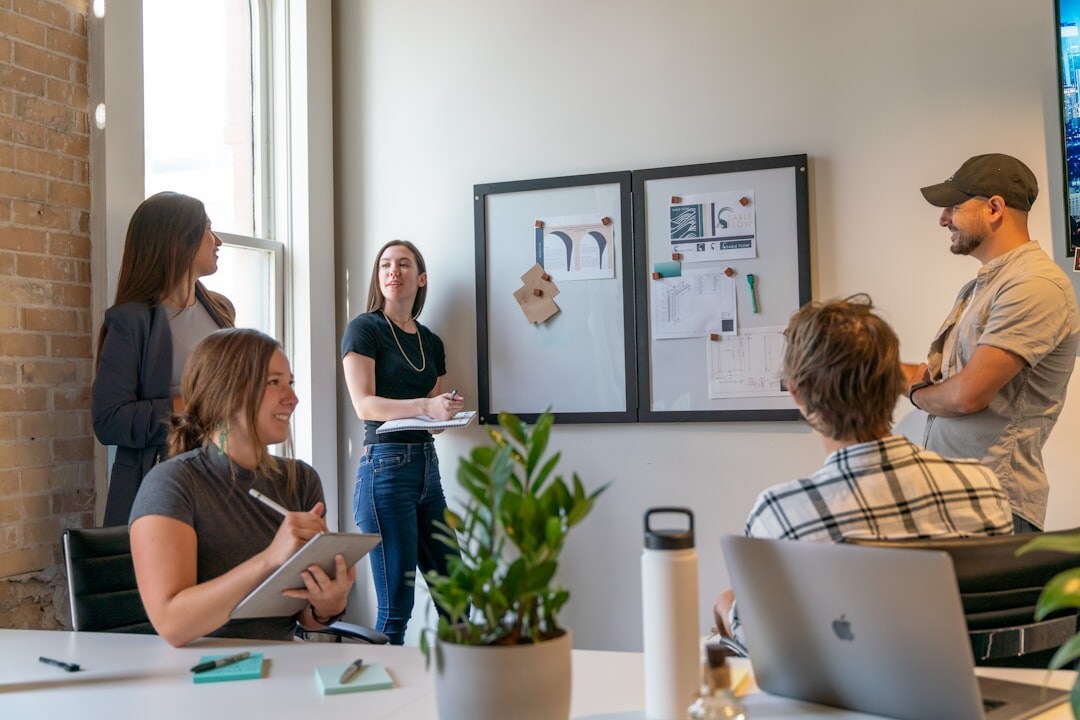 team discussion in office