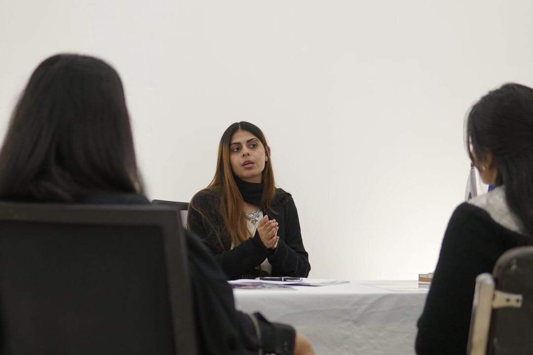 person speaking confidently in meeting